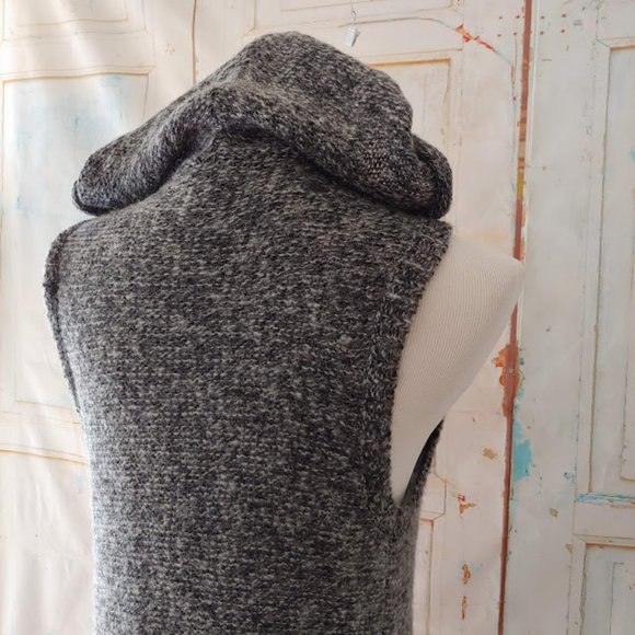 Sarah Spencer wool mohair pocket hood sleeveless cardigan duster sweater/S/gray - Picture 13 of 14